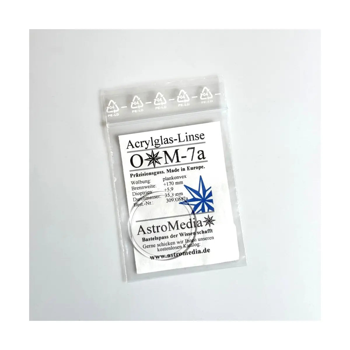 Acrylic Lens OM7a, f=170 mm, D=35 mm